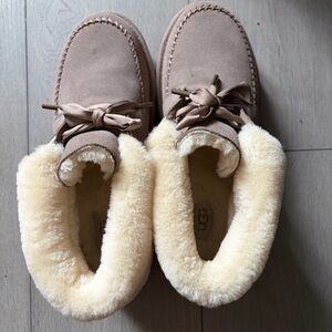 UGG Beige Moccasin Slippers with Cream Lining